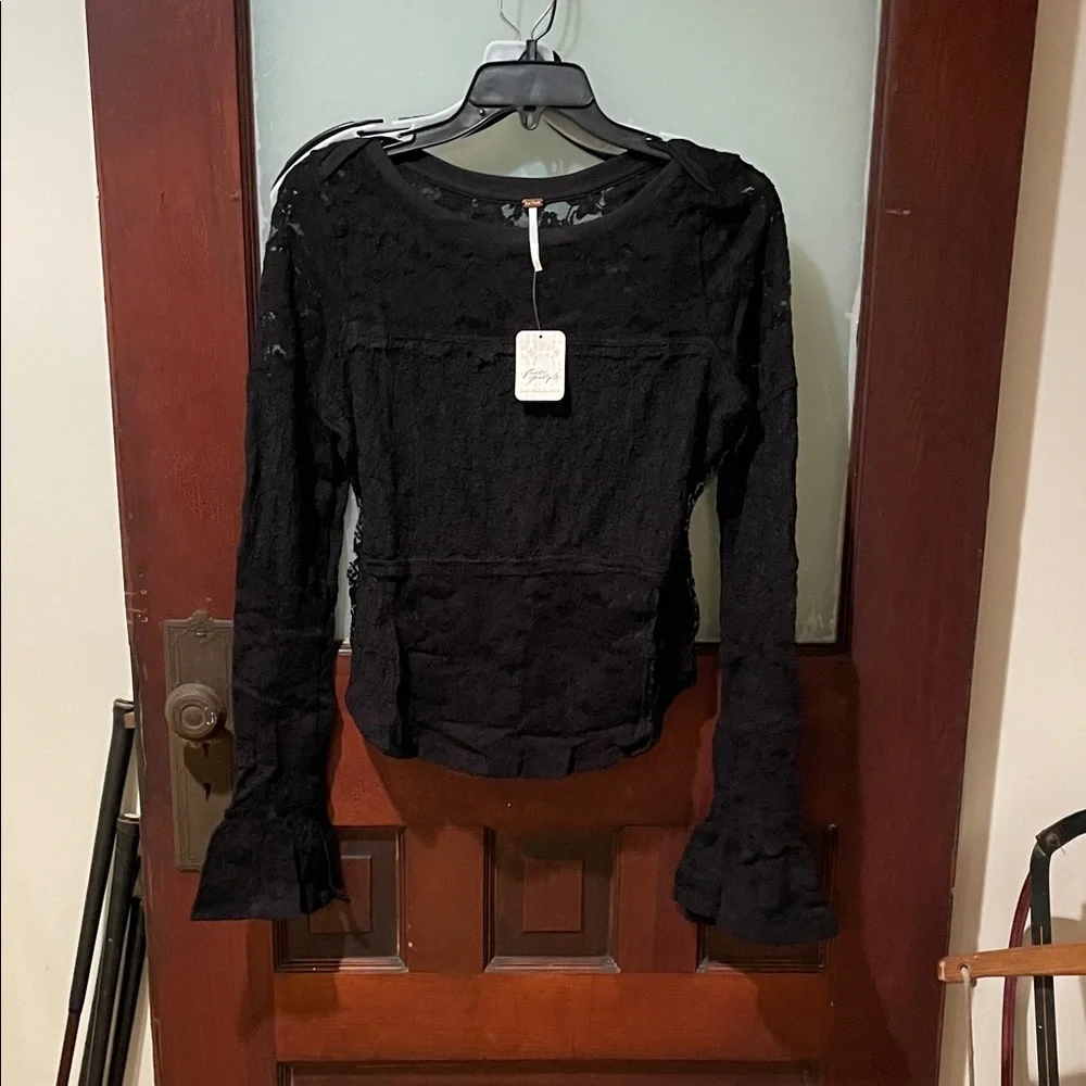 Free People Black Lace Women's Top